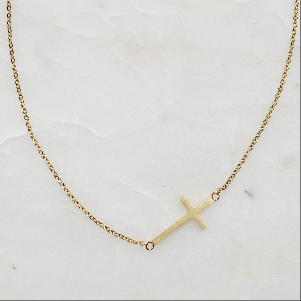 Kayla Sideways Cross Necklace