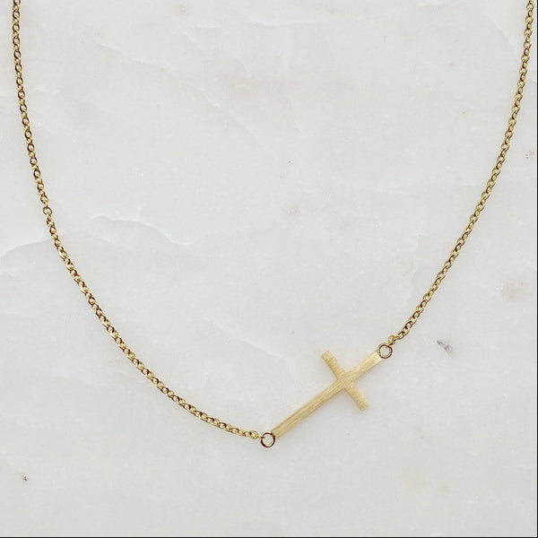 Kayla Sideways Cross Necklace