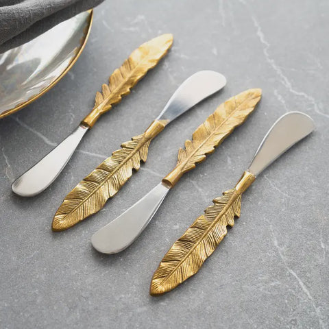 Brass Leaf Handle Spreaders, Set of 4