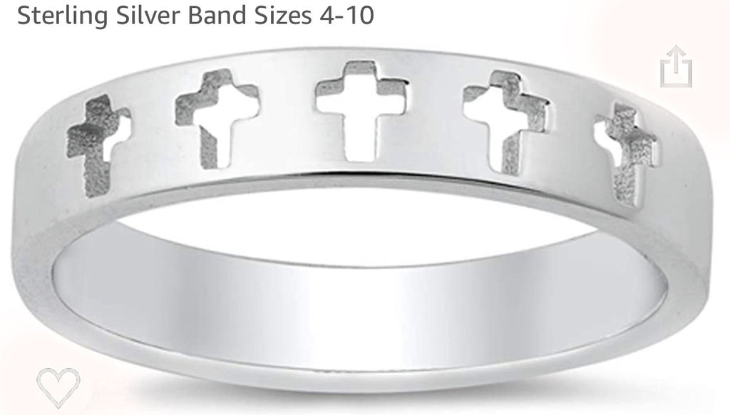 Cross Ring 5 Cut out Sterling Silver