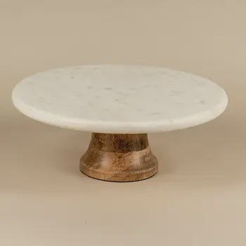 Marble & Wood Cake Stand