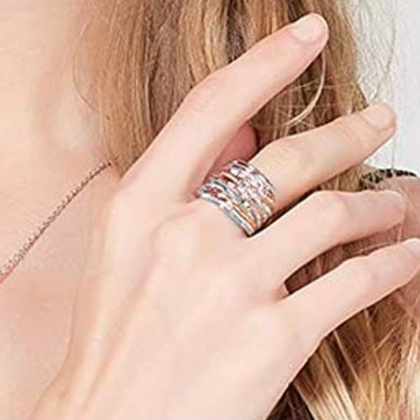 Wide Ring- 2 Toned Twisted in Gold & Silver/ Rose Gold & Silver/ & Solid Silver