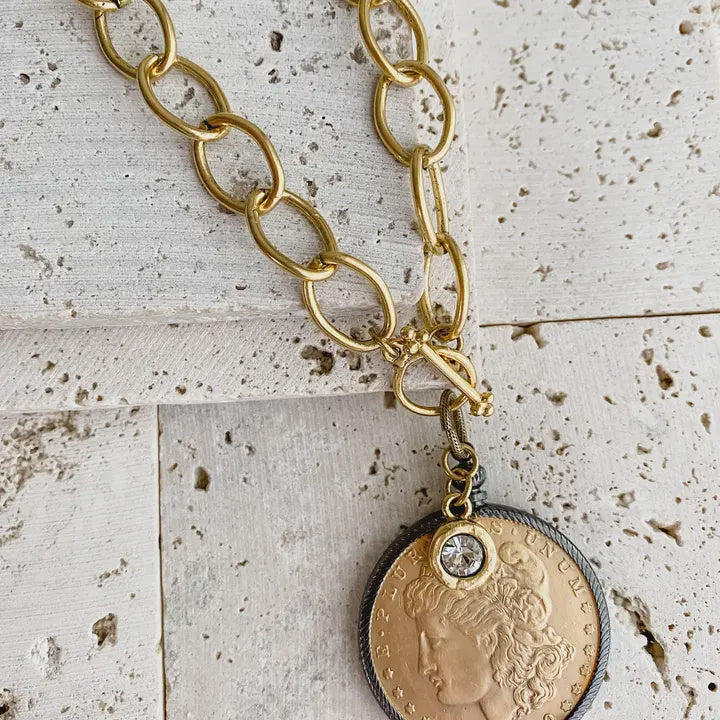 Relic Necklace W/ Gold Coin 24"