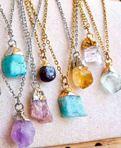 Raw Crystal Gemstone Necklaces