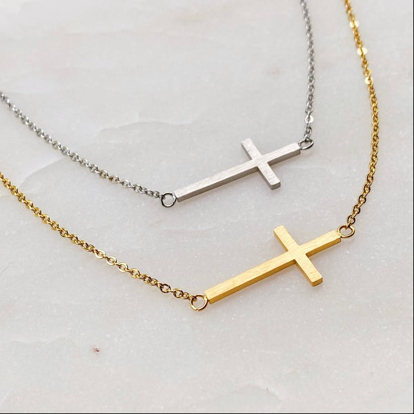 Kayla Sideways Cross Necklace