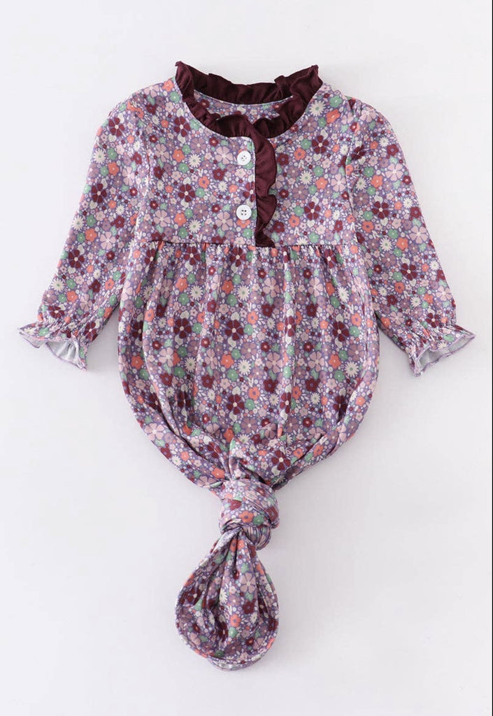 Purple Floral Baby Girl Gown
