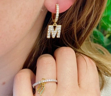 Crystal Initial Drop Earrings