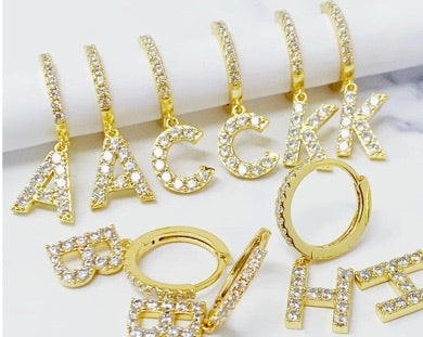 Crystal Initial Drop Earrings