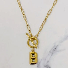 Initial Toggle Necklace Modern Classic