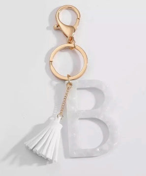 Gold Tone Letter J Keychain for Women Purse Handbags Resin Alphabet Initial  Letter Pendant