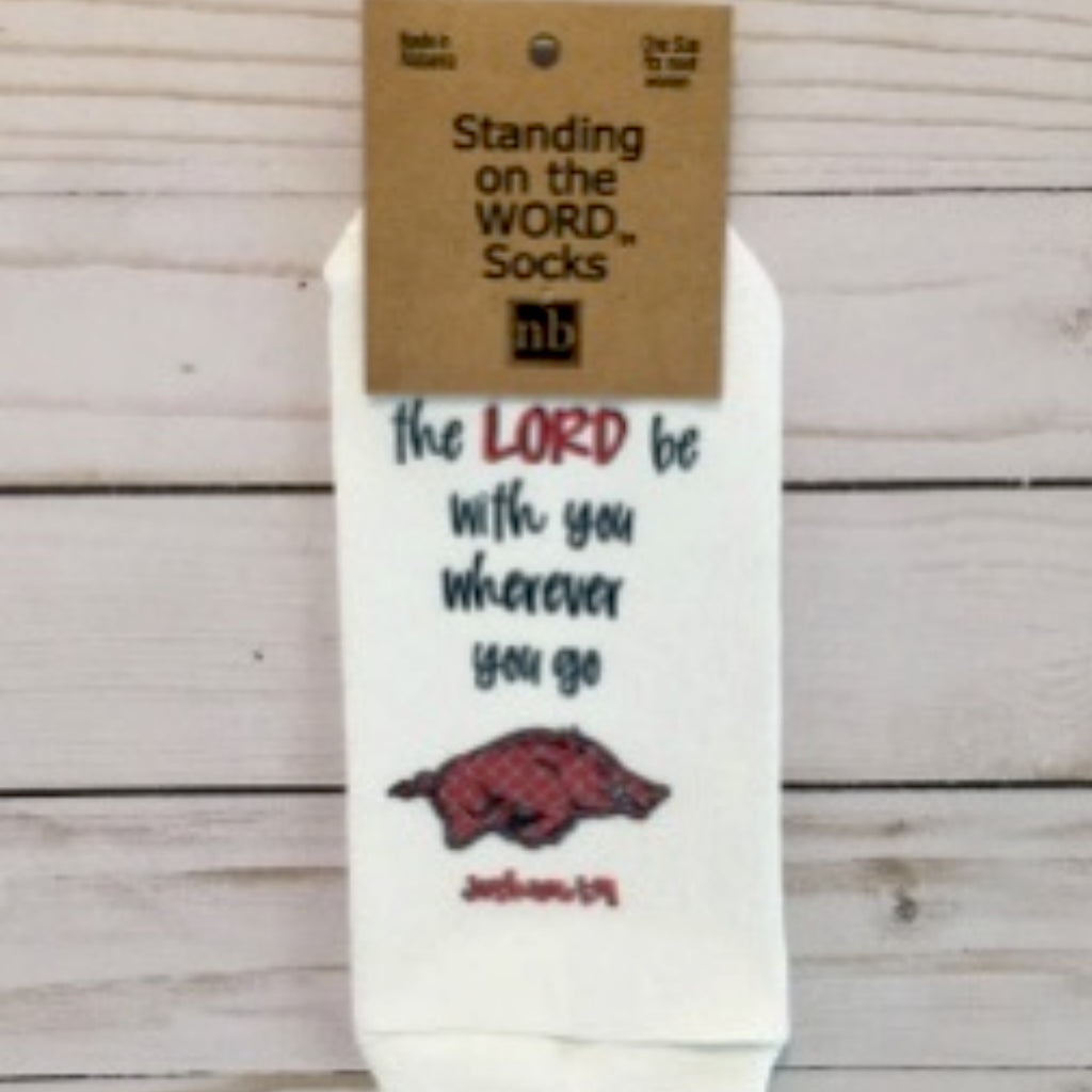 Scripture Socks The Lord Be With You Wherever You Team Mascot Joshua 1:9