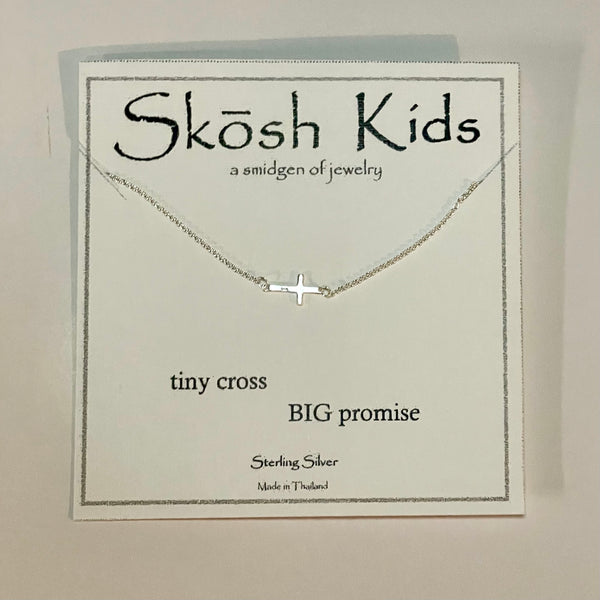 Kids Tiny Sideways Cross Necklace Gold Or Silver