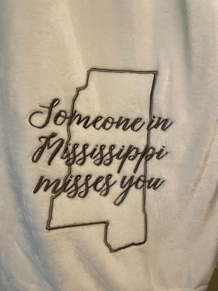White Blanket Someone Misses You State Outline