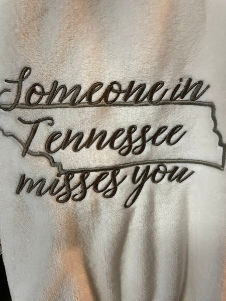 White Blanket Someone Misses You State Outline