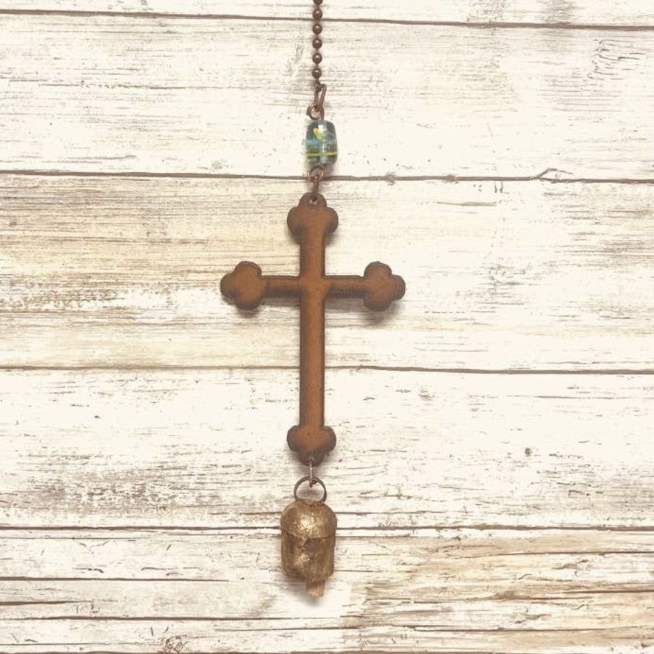 Vintage Cross Rustic Bell Garden Chime