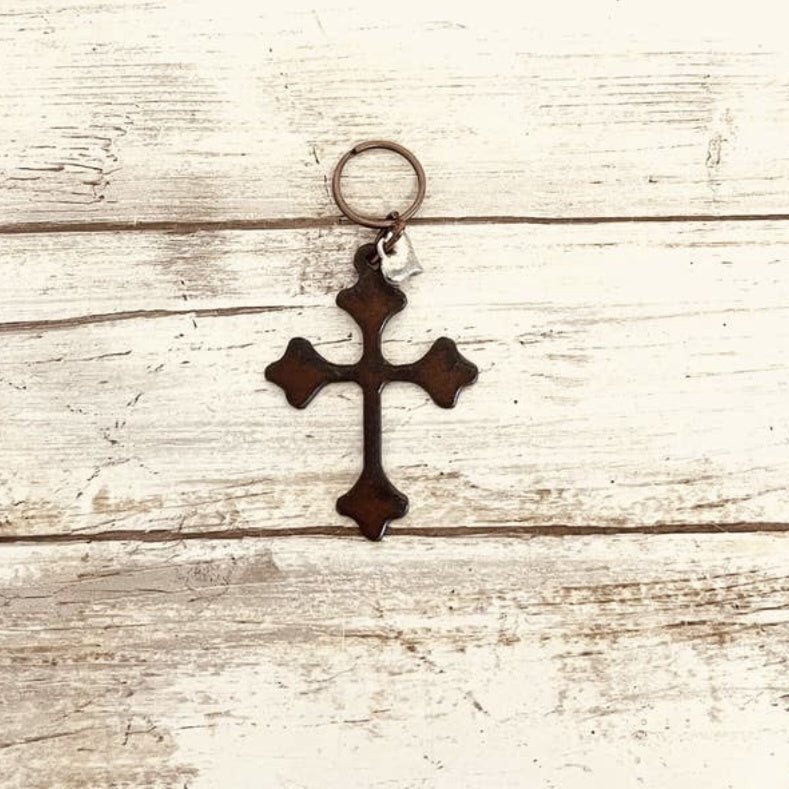 Cross Keychain Rustic