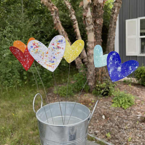 Medium Copper Hand painted Enamel Hearts Ast