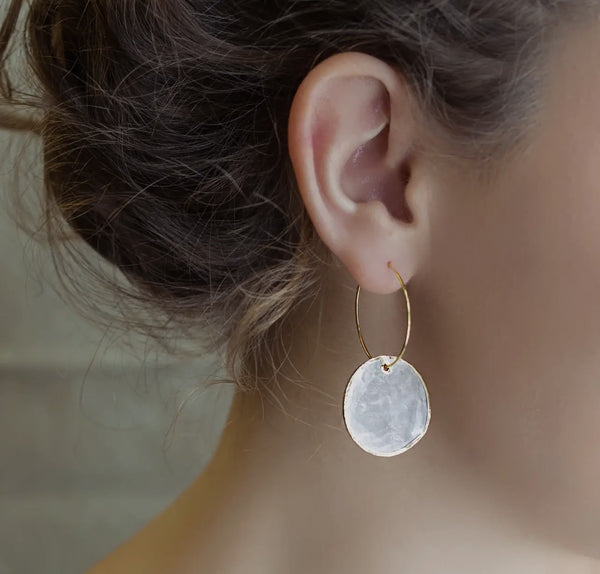 Intentions Earrings Capiz Shell Circle or Diamond
