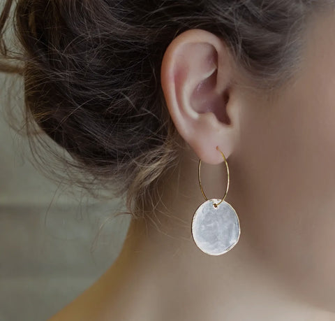 Intentions Earrings Capiz Shell Circle or Diamond