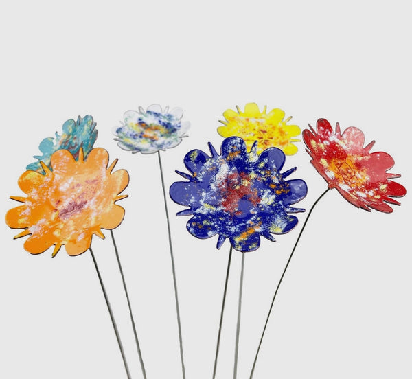 Copper Enamel Painted Colored Flowers