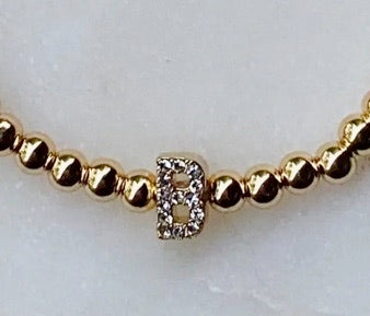 Darcy Gold & Crystal Initial Bracelet