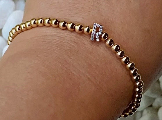 Darcy Gold & Crystal Initial Bracelet