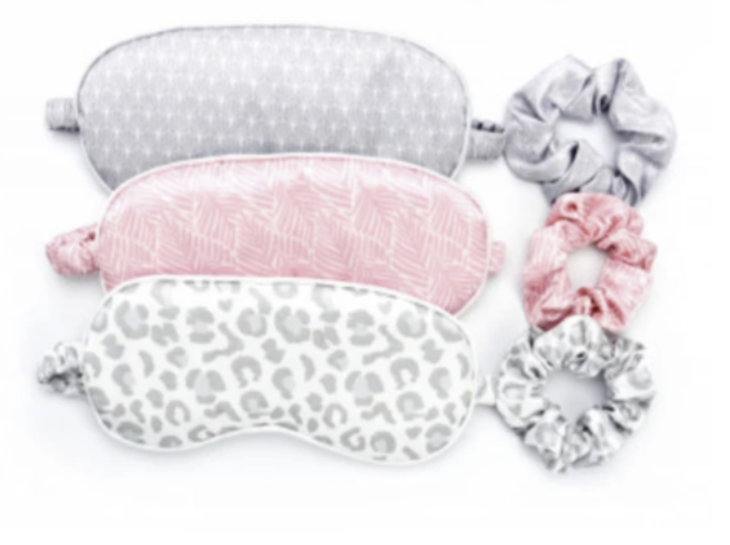 Lemon Lavender Satin Eye Mask and Scrunchie Set