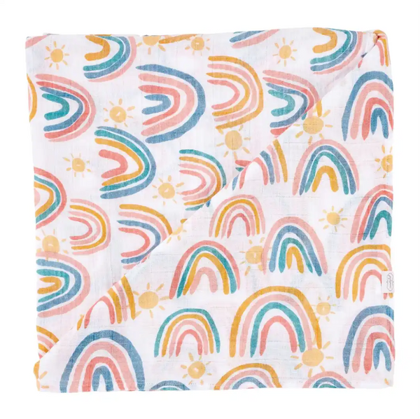 Rainbow Swaddle and Rattle