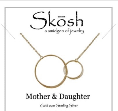 Mother Daughter Sterling Silver Interlocking Circles Necklace