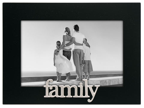 "Family" 4x6 Photo Frame Lower Case Silver Word