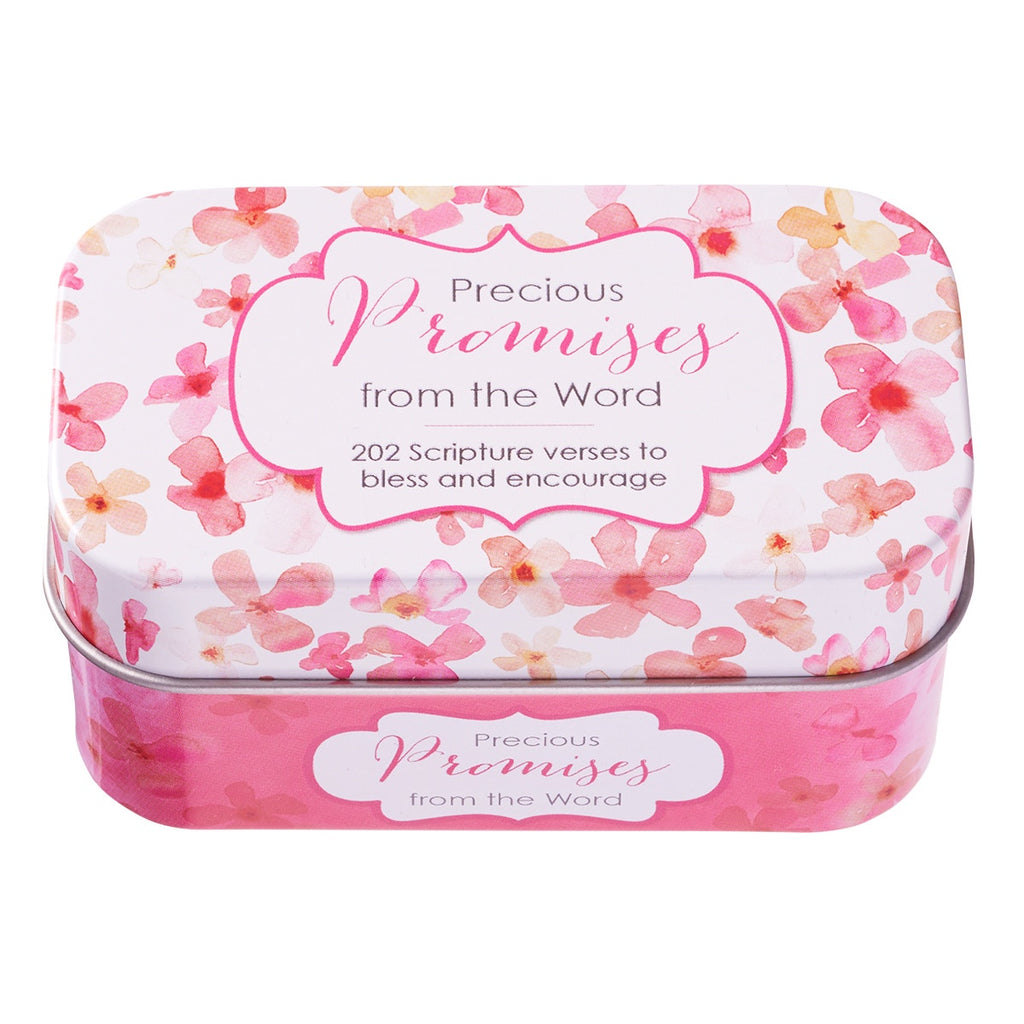 Precious Promises  Scripture  Cards in Decorative Pink Tin