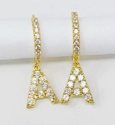 Crystal Initial Drop Earrings