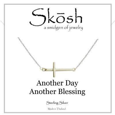 Sideways Cross Sterling Silver Necklace Gold Or Silver