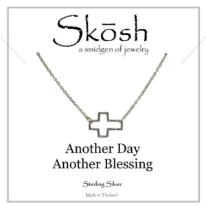 Small Hammered Open Cross Necklace Skosh