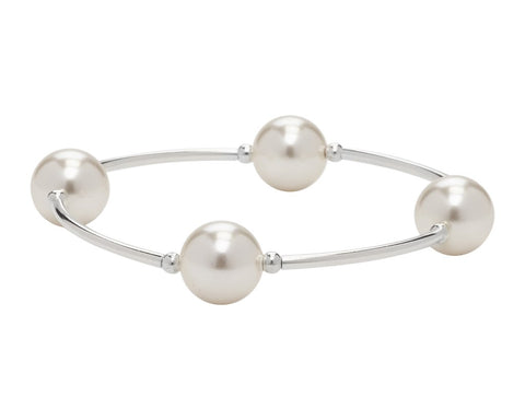 12MM White Pearl Silver Blessing  Bracelet