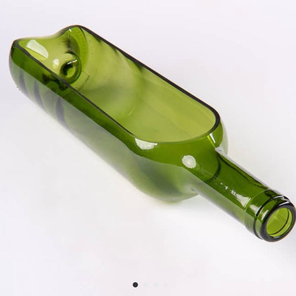 Wine Bottle Half Circle Tray Green Serving Dish