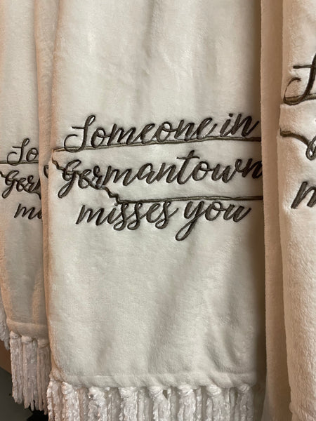 White Blanket Someone Misses You State Outline