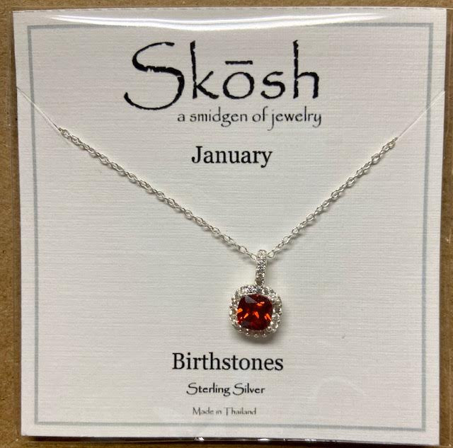 Birthstone CZ Halo-Sterling Silver Necklace