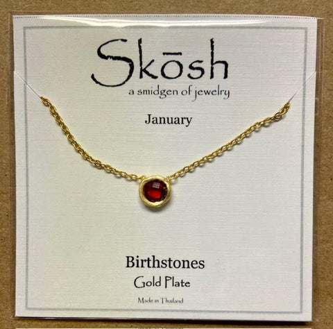 Round Birthstone Necklace in Gold over SS