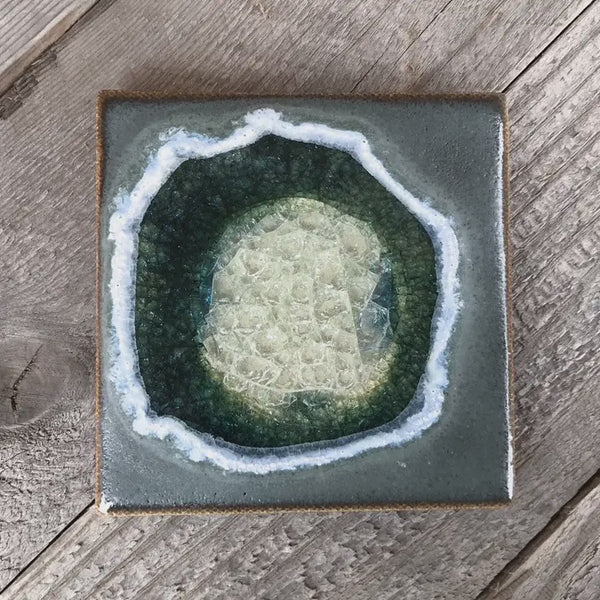 Handmade Square Crackle Geode Coaster
