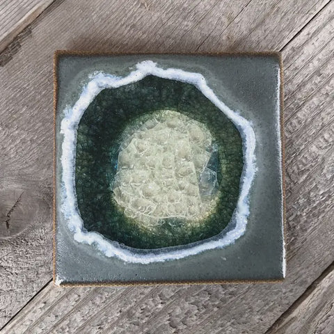 Handmade Square Crackle Geode Coaster