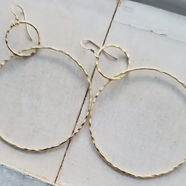 Large Hammered Circle Earrings