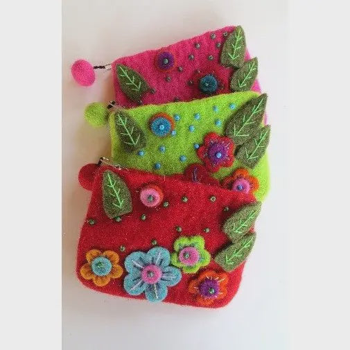 Felted Flower Coin Purse