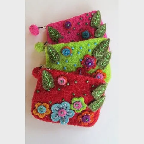 Felted Flower Coin Purse