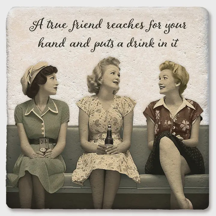 A True Friend Reaches For Your Hand Retro Coaster