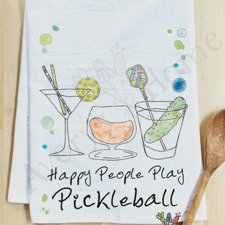 Happy People Play Pickleball  Tea Towel
