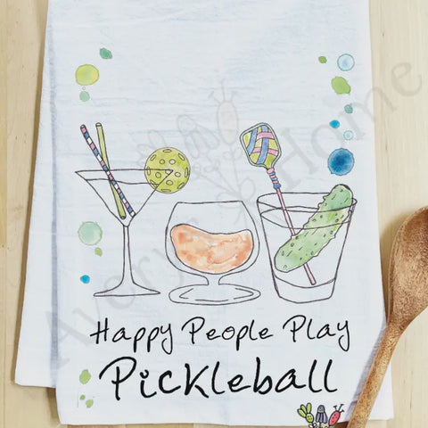 Happy People Play Pickleball  Tea Towel