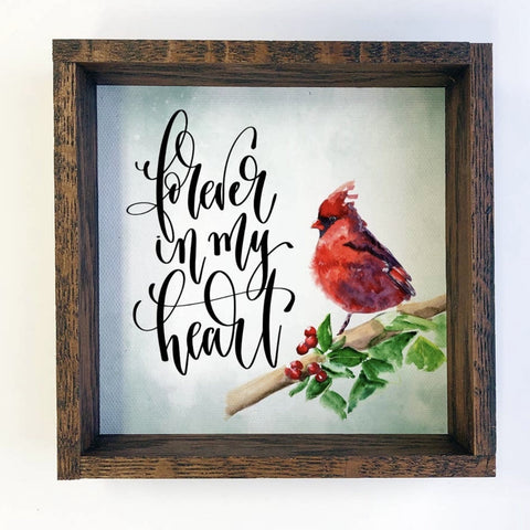 Cardinal Forever in my Heart Remembrance Block 6 x 6