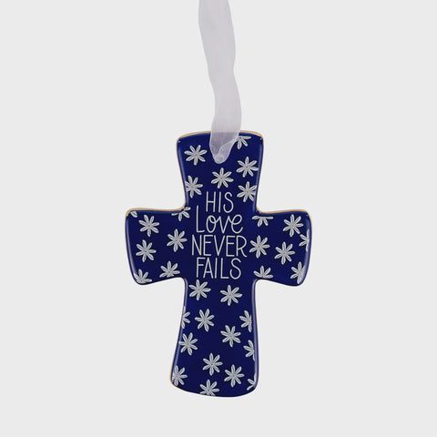 Ceramic Cross His Love Never Fails Cross
