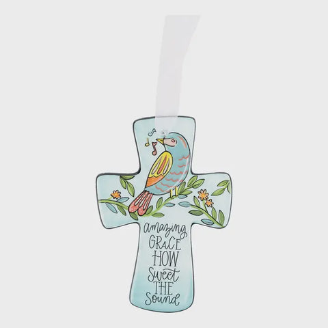 Ceramic Cross Amazing Grace Bird